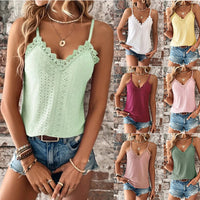 Susan - Camisa de mujer con cuello en V y encaje