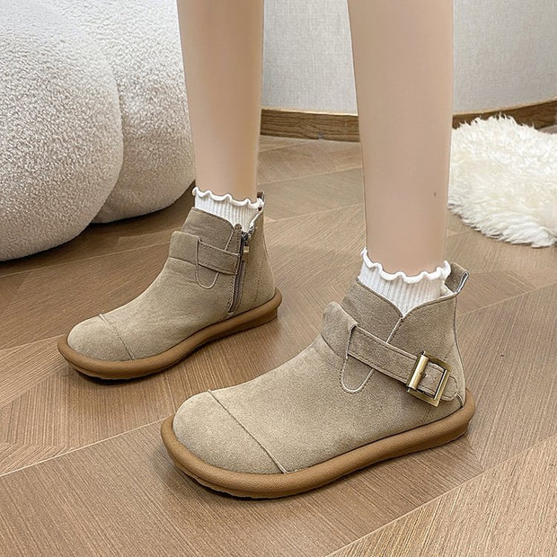 Botines de invierno para mujer en ante con hebilla lateral - Estelle