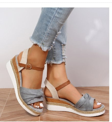 Sandalias de cuña mujer lazo - Melania