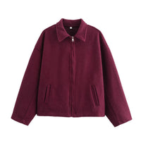 Chaqueta corta de lana con cremallera para mujer - Sonia