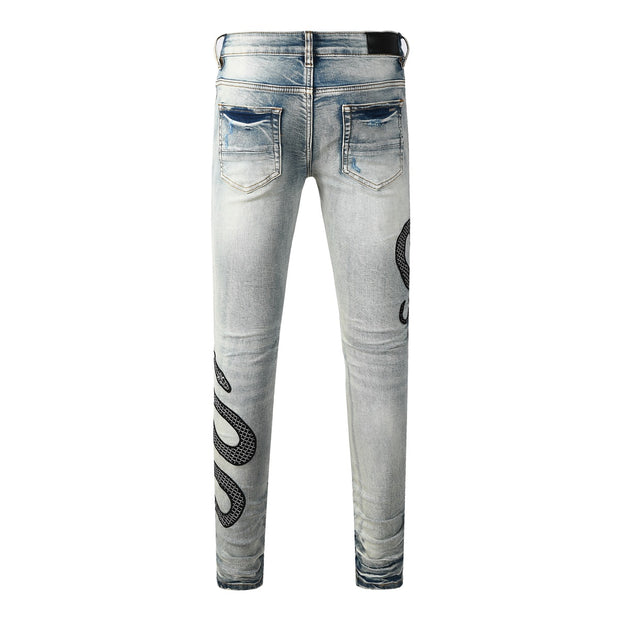 Pantalones vaqueros slim con estampado serpiente - Eldric