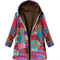 Abrigo capucha para mujer estampado retro térmico - Luny