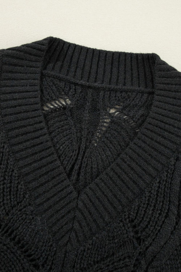 Helda - Jersey calado de manga larga y cuello en V