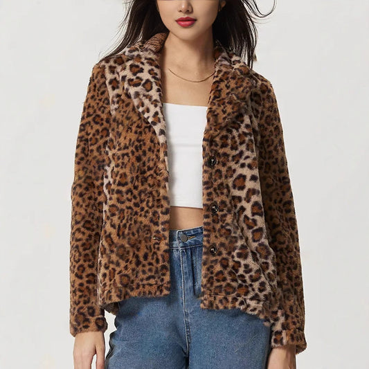 Abrigo con solapa estampado leopardo - Mireille