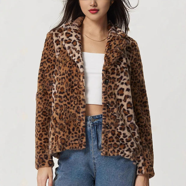 Abrigo con solapa estampado leopardo - Mireille