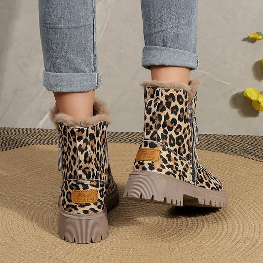 Botas de invierno para mujer con estampado animal y forro calido - Yuliana