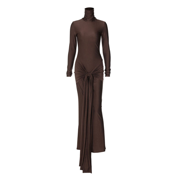 Monet - Maxivestido con cuello alto y mangas largas