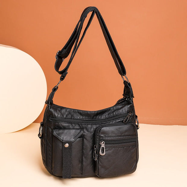 Bolso bandolera para mujer de cuero sintético multibolsillos estilo funcional - Ángela