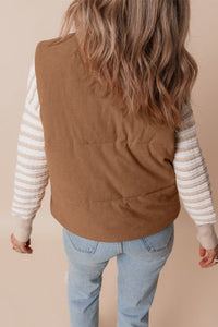 Chaleco acolchado de pana con cuello alto para mujer - Norayne