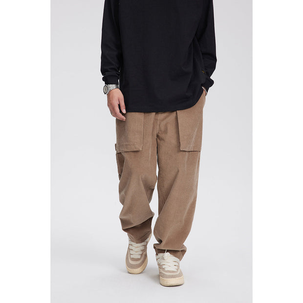 John - Pantalones casual de pana retro rectos para hombre