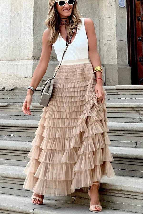 Eva - Falda de capas con volantes