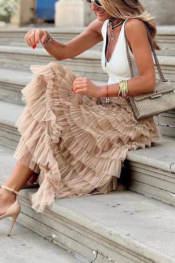 Eva - Falda de capas con volantes