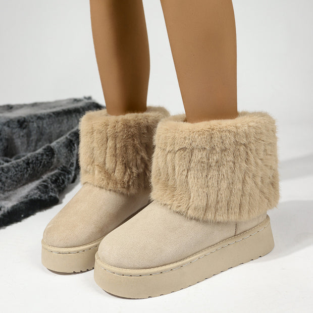 Botines de invierno para mujer con puño de pelo sintetico - Ivanna