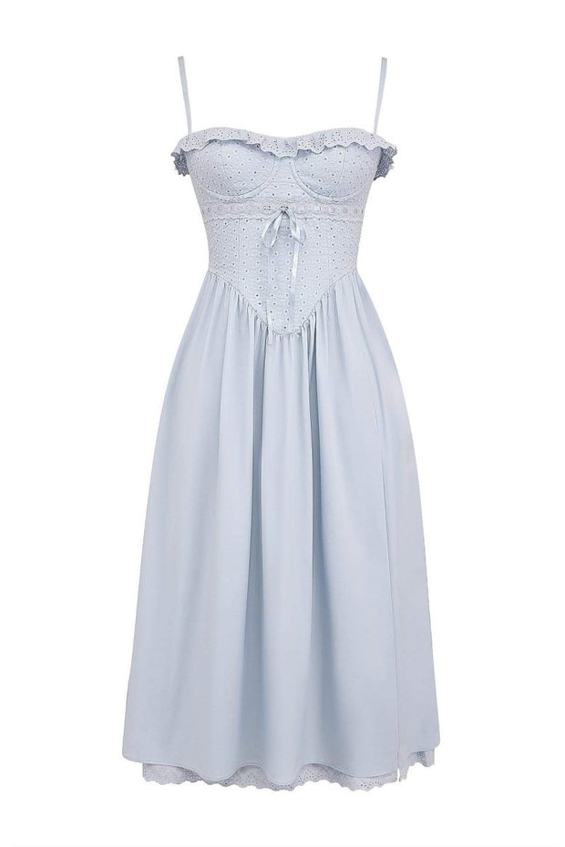 Helen - Vestido Midi con Corsé de Encaje Bordado