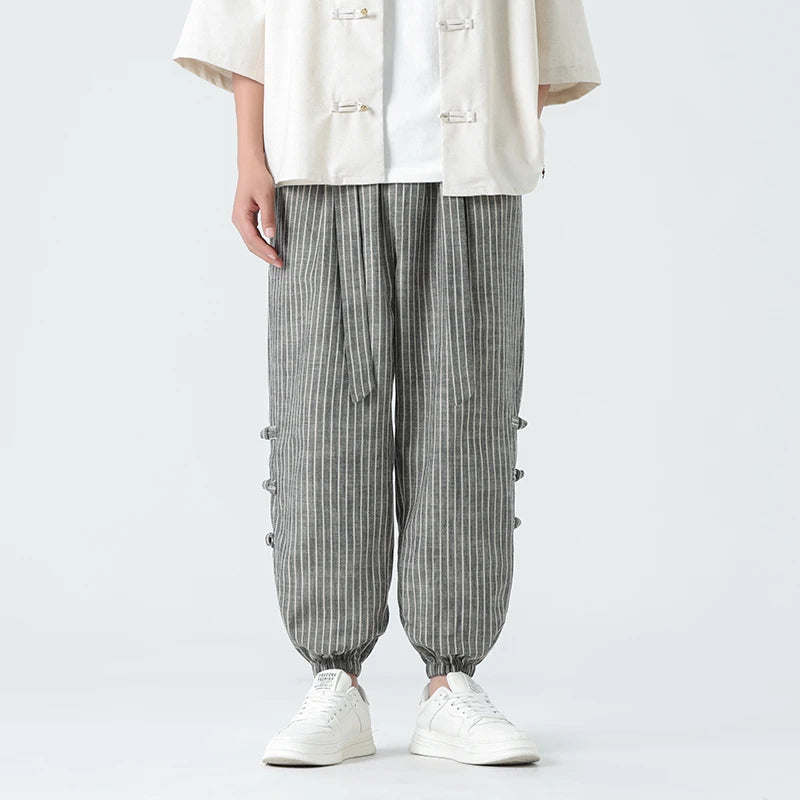 Gino - Elegantes pantalones de verano de algodón y lino para hombre