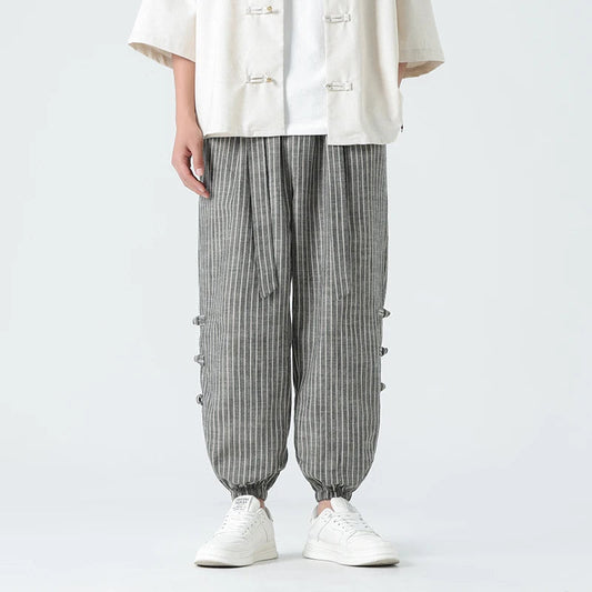 Gino - Elegantes pantalones de verano de algodón y lino para hombre