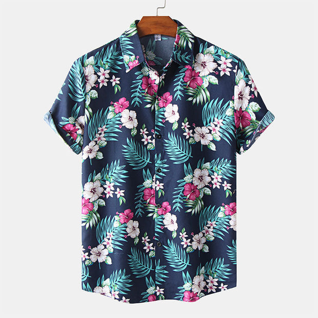 Elegante camisa de manga corta para hombre con estampado floral