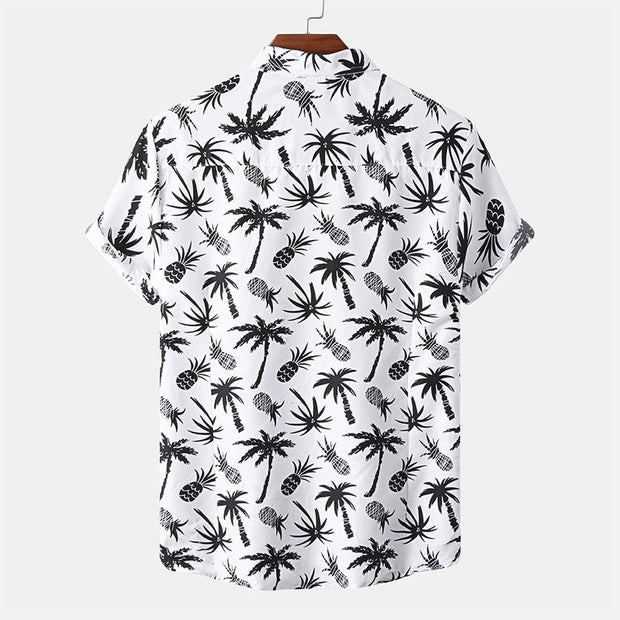 Camisa de manga corta para hombre en blanco con estampado