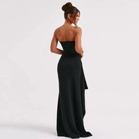 Vestido mujer largo elegante abertura alta - Noémie