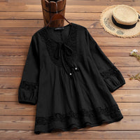 Blusa mujer encaje y lazo frontal - Marena