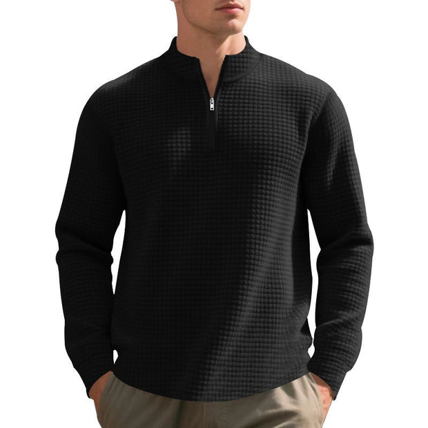 Jersey hombre cuello medio cremallera textura waffle - Taren