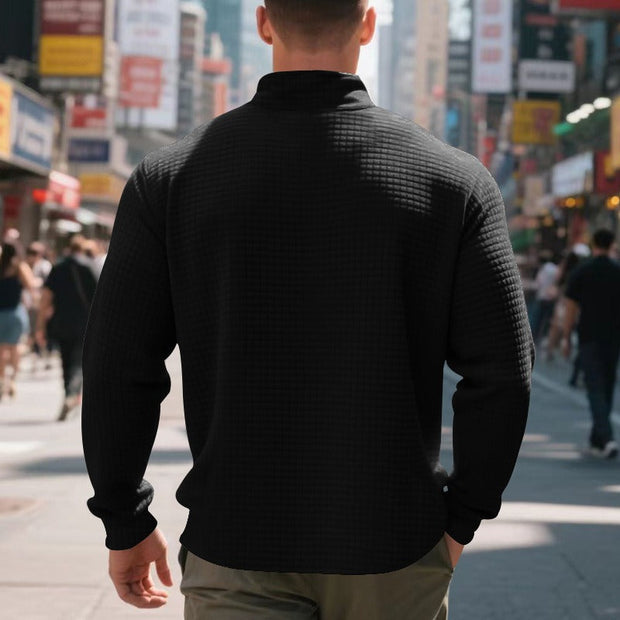 Jersey hombre cuello medio cremallera textura waffle - Taren