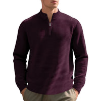 Jersey hombre cuello medio cremallera textura waffle - Taren