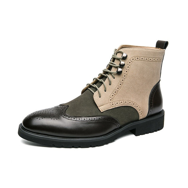 Botas altas para hombre de piel sintética con detalle brogue estilo urbano - Lennart