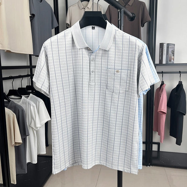 Polo hombre tejido transpirable estilo clásico con bolsillo - Gerardo