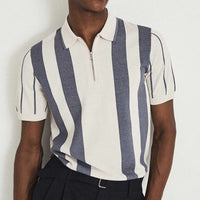 Polo para hombre con punto de rayas verticales cierre cremallera - Théo