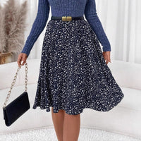 Falda para mujer evasé midi floral cintura alta - Dalia
