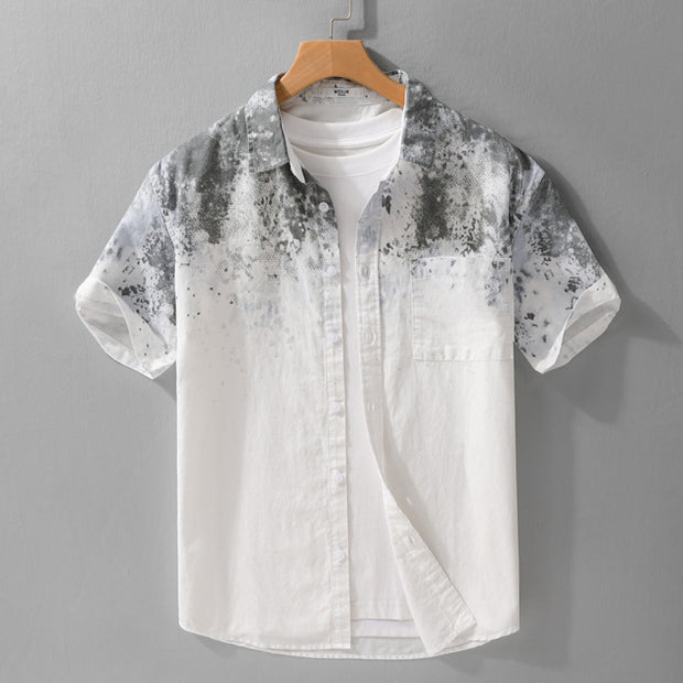 Camisa manga corta para hombre de algodón estampado artístico estilo casual - Jean