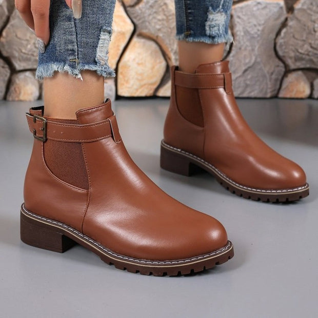 Botines mujer piel sintética hebilla decorativa estilo casual - Nadia