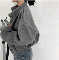 Chaqueta corta de lana gris para mujer - Mauwi