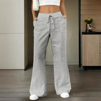 Pantalón mujer algodón a rayas estilo ancho - Bianca