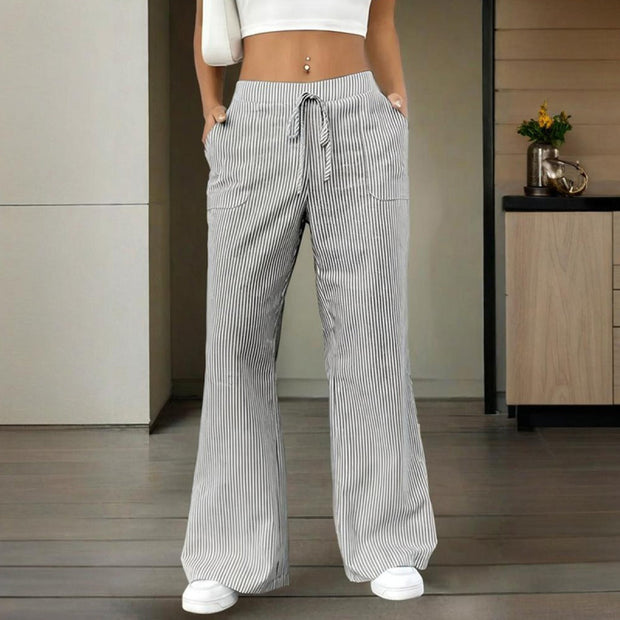 Pantalón mujer algodón a rayas estilo ancho - Bianca