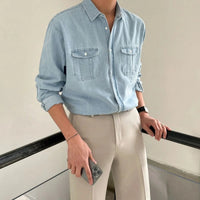 Camisa de hombre en mezclilla con bolsillos frontales - Loris