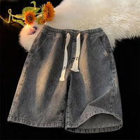Pantalones cortos denim con cintura elástica y cordón ajustable - Silas