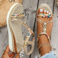 Sandalias para mujer yute de plataforma con pedrería - Naomi