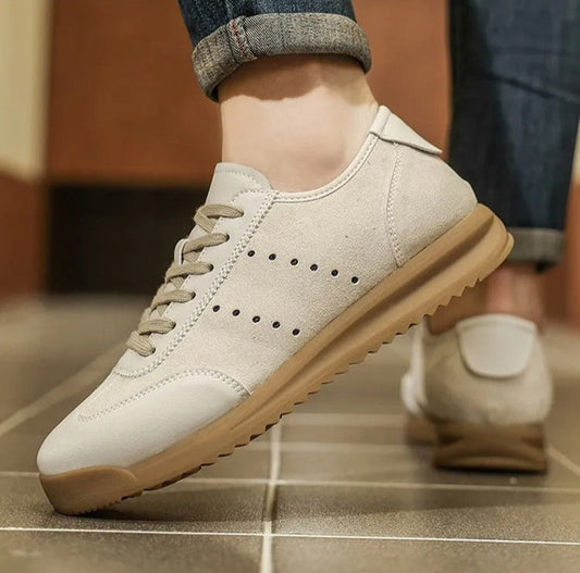 Zapatillas casuales para hombre mezcla ante y piel sintética suela dentada - Cielo