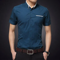 Camisa para hombre de manga corta algodón corte slim - Adrien