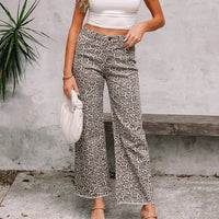 Pantalón mujer tiro alto estampado animal corte recto – Nadine