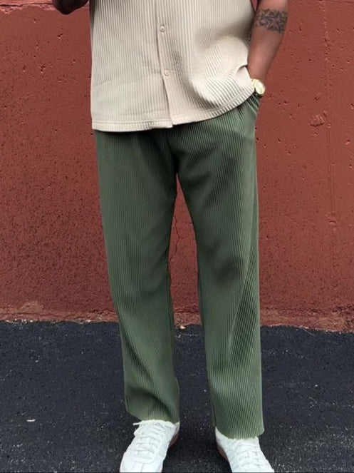 Pantalón hombre recto acanalado de tiro medio - Hugo