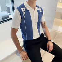 Polo hombre manga corta diseño bordado retro - Nael