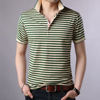 Camiseta polo para hombre de algodón a rayas con cuello abierto - Hugo