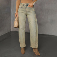 Vaquero para mujer denim lavado corte recto talle alto - Amira