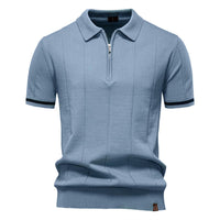 Polo para hombre de punto manga corta cremallera clásico - Baptiste