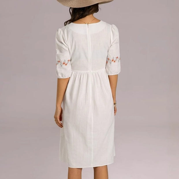 Vestido algodón con manga tres cuartos - Carmona