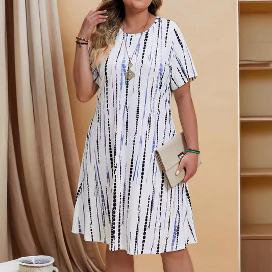 Vestido casual para mujer con estampado geométrico corte evasé - Annemarie