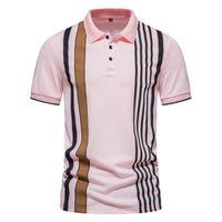 Polo para hombre de algodón estampado líneas verticales - Matteo